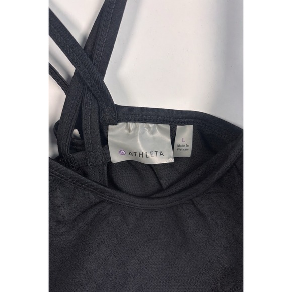 Athleta Women's Lg Attached Strappy Bra Black /Grey Bundle Mesh Tank Loose Fit - Picture 2 of 7